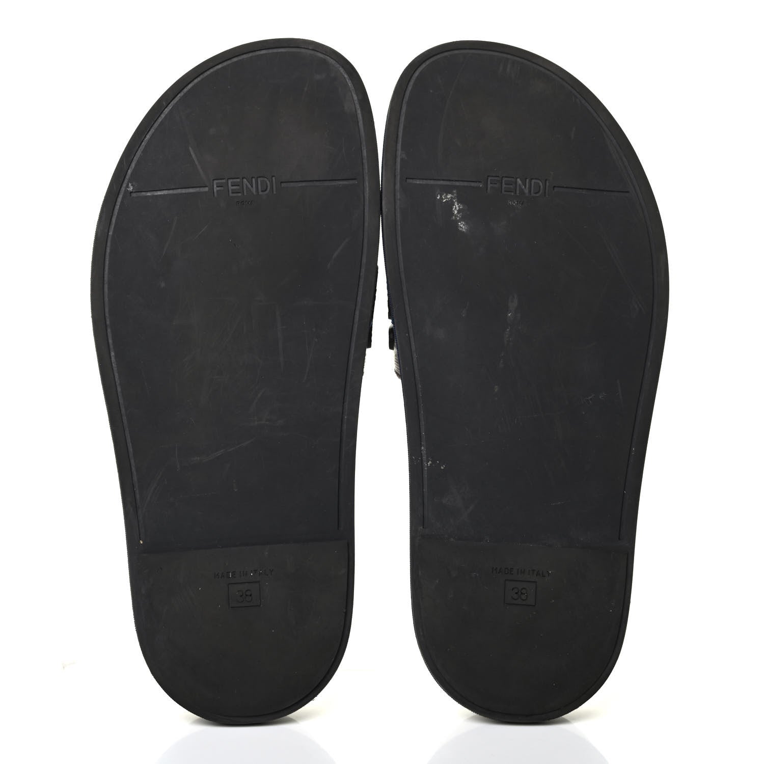 Fendi X FILA Glazed Fabric Calfskin FF 1974 Mania Slide Sandals 38 Mogano Panna Blueberry Caipiroska 6 of 18