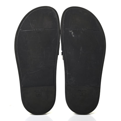 Fendi X FILA Glazed Fabric Calfskin FF 1974 Mania Slide Sandals 38 Mogano Panna Blueberry Caipiroska 6 of 18