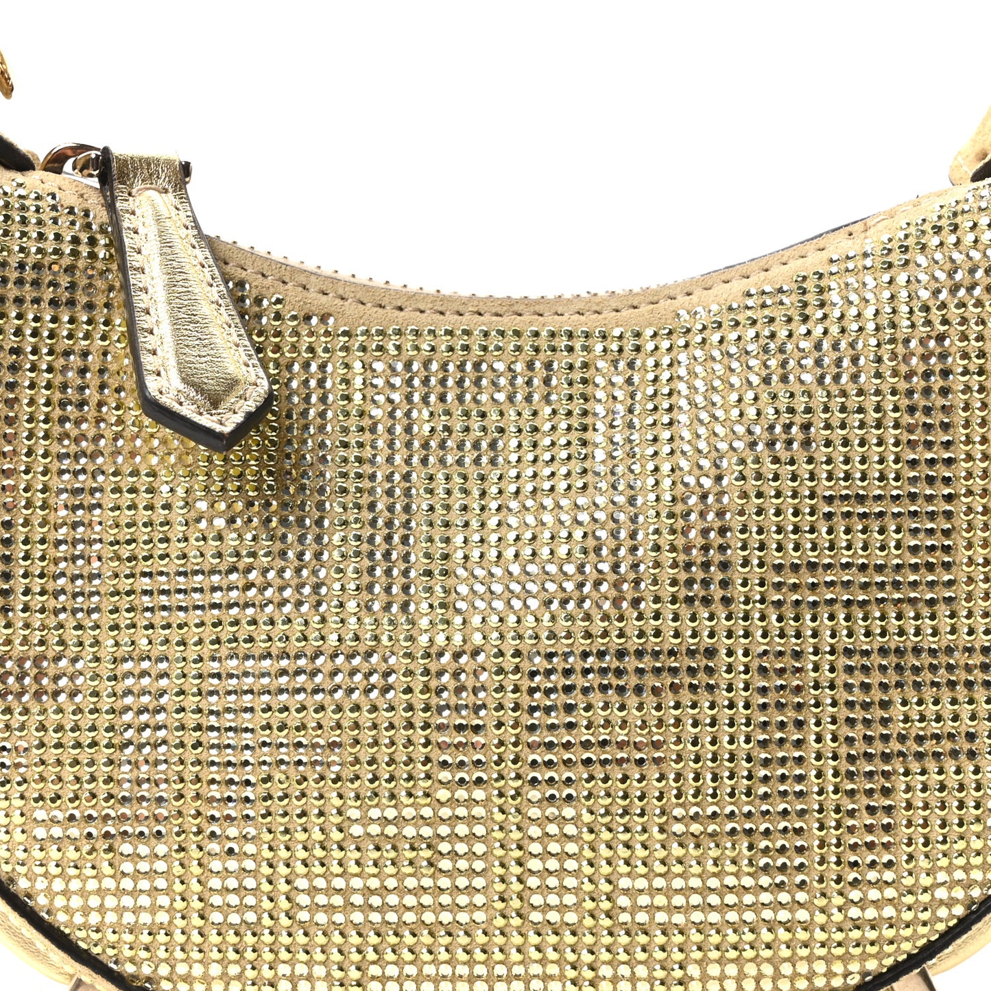 Crystal Vitello Laminato Suede FF Nano Fendigraphy Hobo Charm Platino
