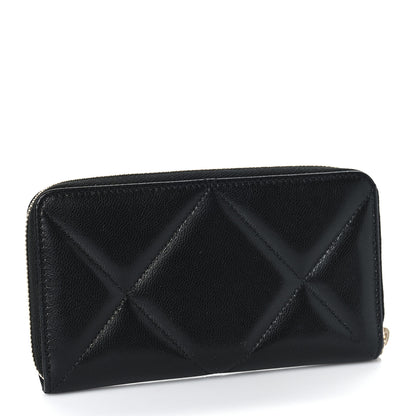 Chanel Shiny Goatskin Quilted Chanel 19 Long Zipped Around Wallet Black 3 of 10