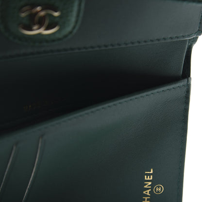 Chanel Metallic Caviar Quilted Medium Flap Wallet Green 8 of 10
