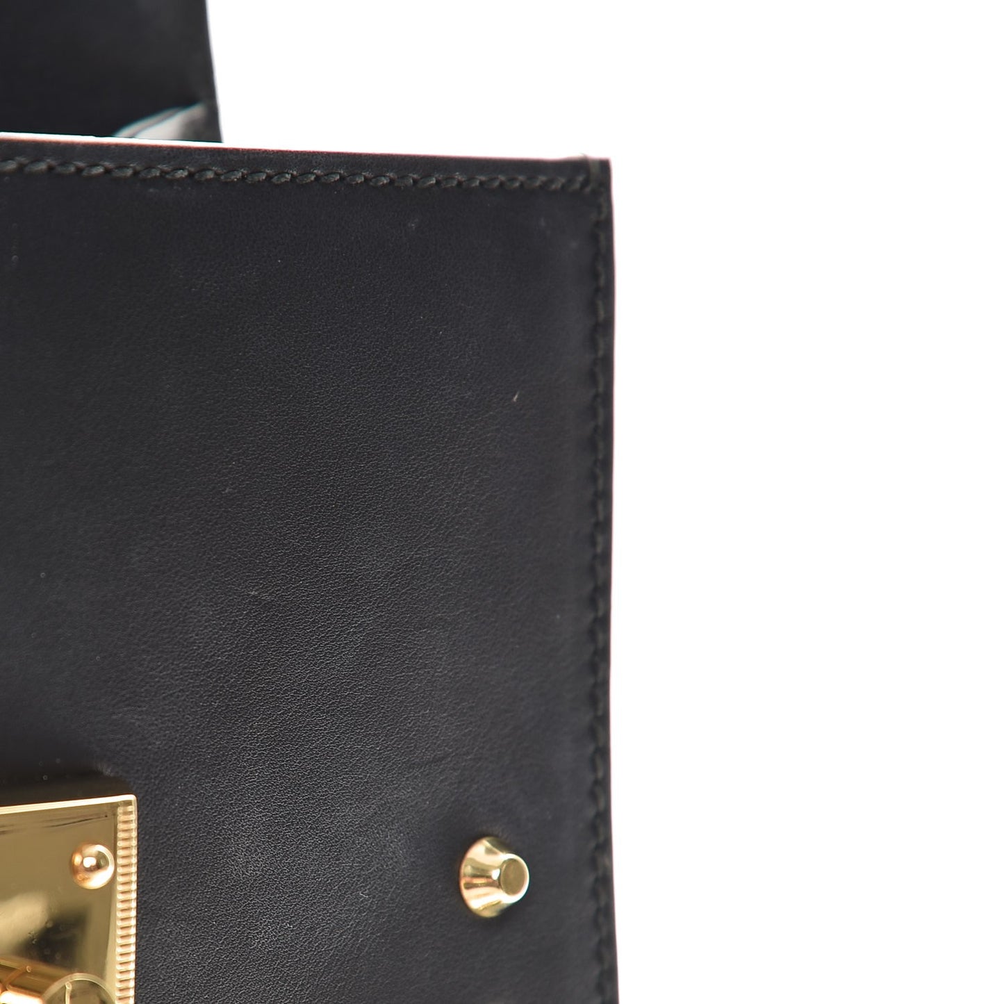 Calfskin Studded Small Padlock Shoulder Bag Black