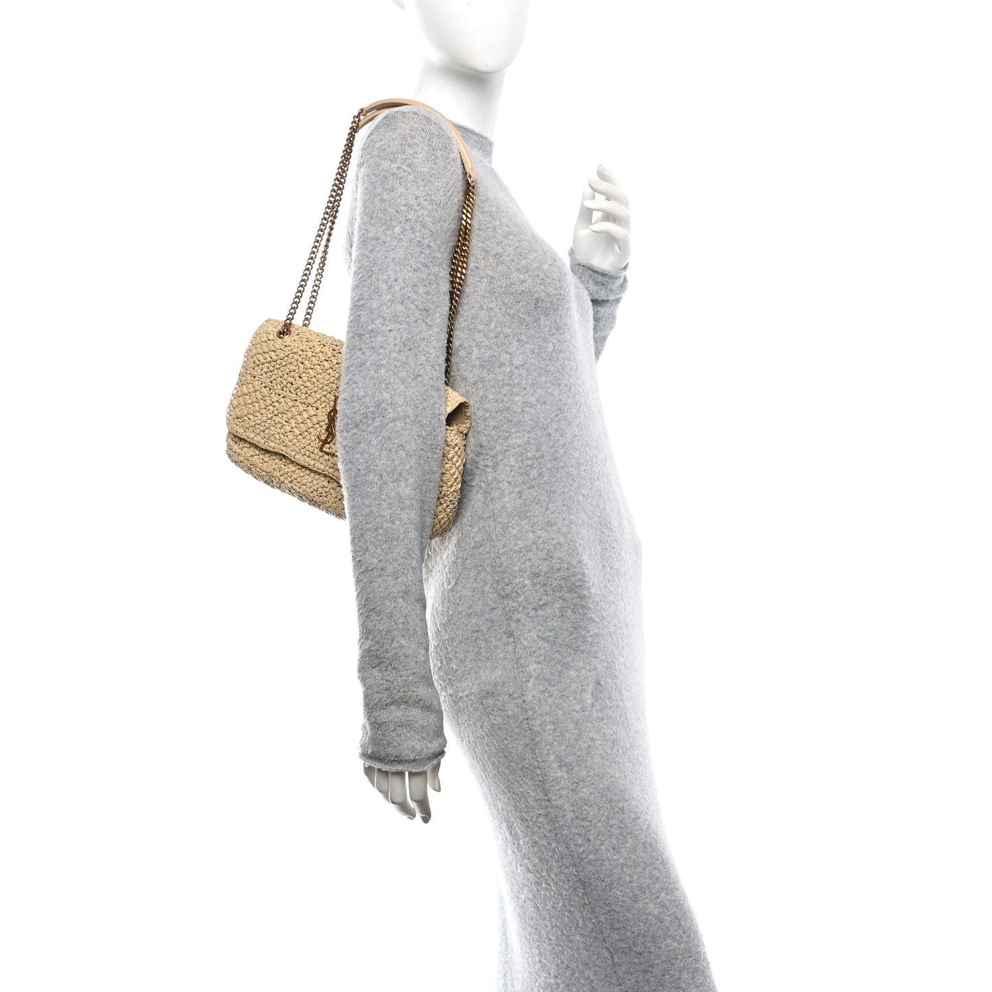 Raffia Monogram Medium Jamie Natural Avorio