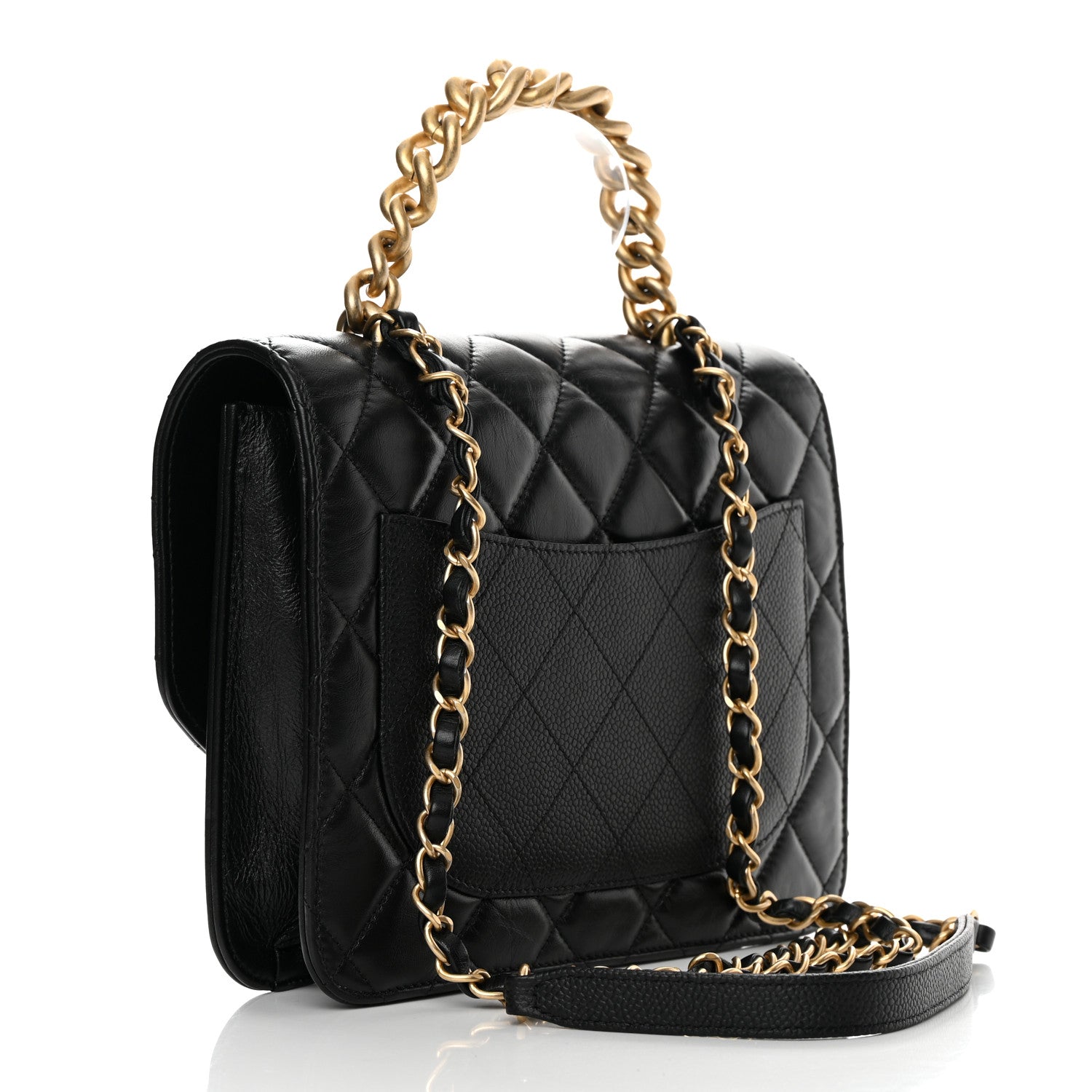Chanel Calfskin Caviar Quilted Chain Handle Flap Black 2 of 13