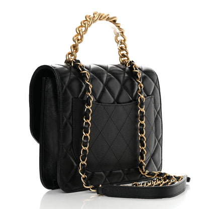 Chanel Calfskin Caviar Quilted Chain Handle Flap Black 2 of 13