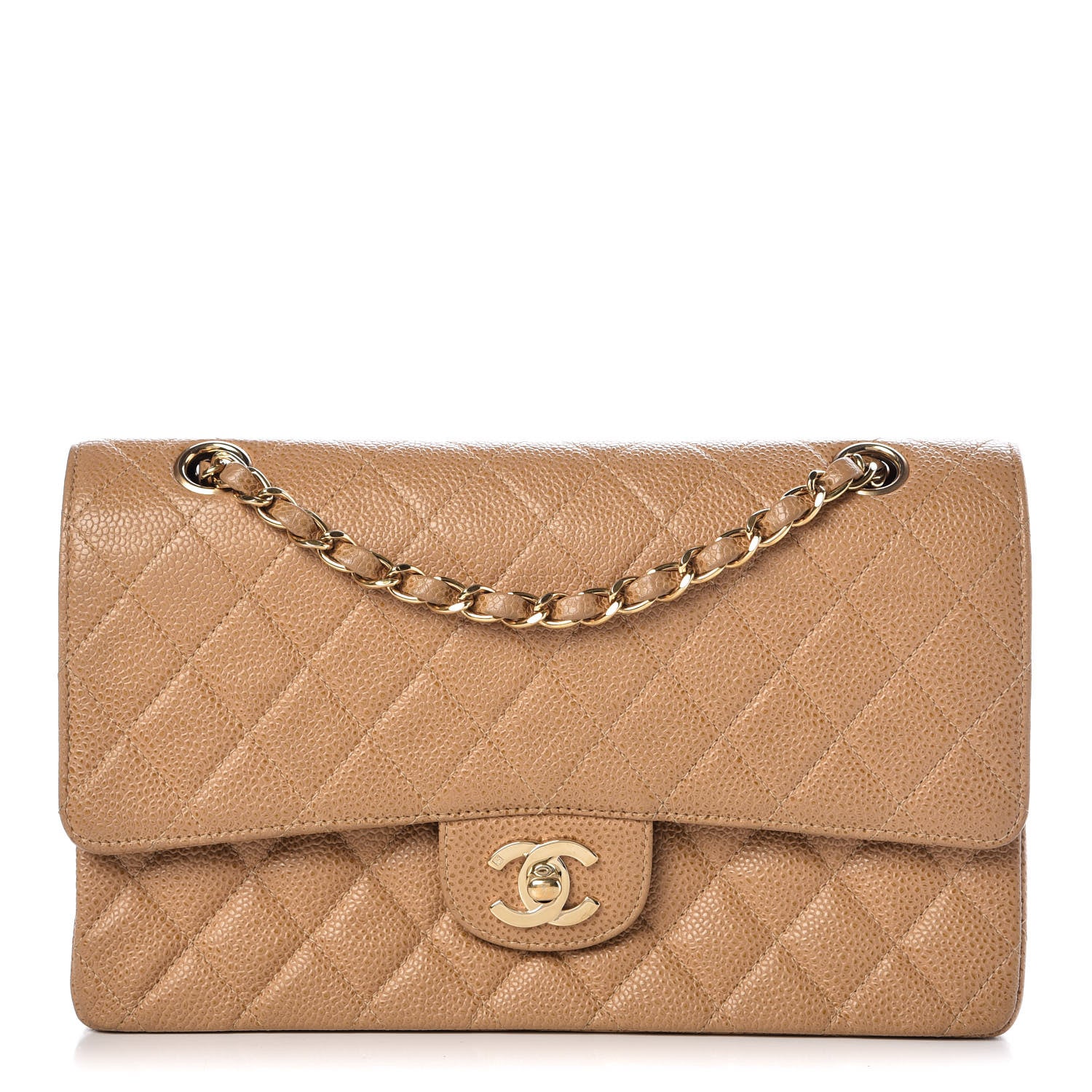 Chanel Caviar Quilted Medium Double Flap Beige 1 of 16
