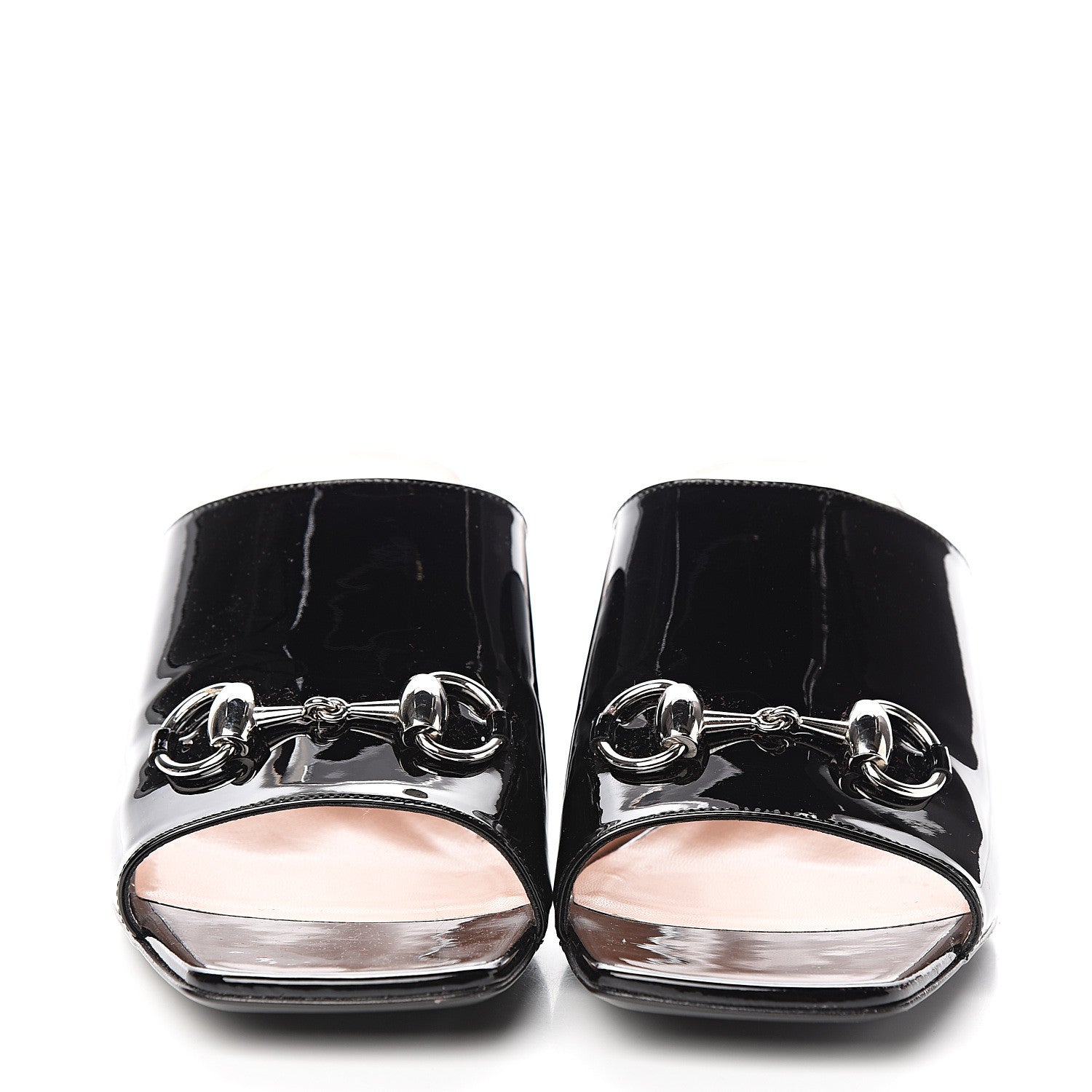 Gucci Patent Lexi Horsebit Mid-Heel Slide Sandals 40 Black 2 of 9