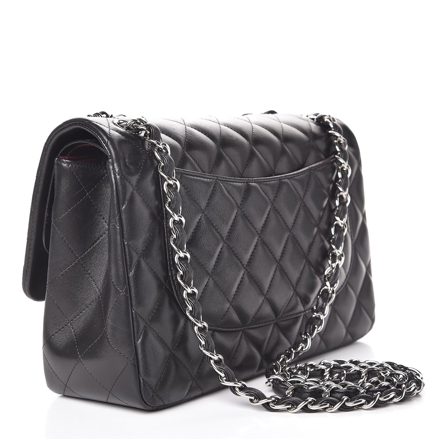 Lambskin Quilted Jumbo Double Flap Black