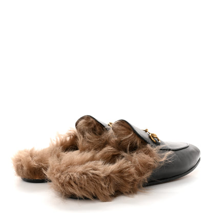 Gucci Calfskin Fur Womens Princetown Slippers 39 Black 4 of 11