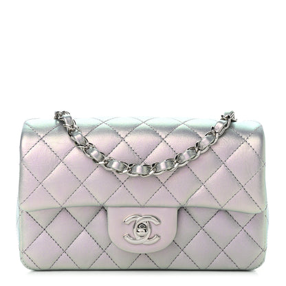 Chanel Iridescent Calfskin Quilted Mini Rectangular Flap Light Purple 2 of 9