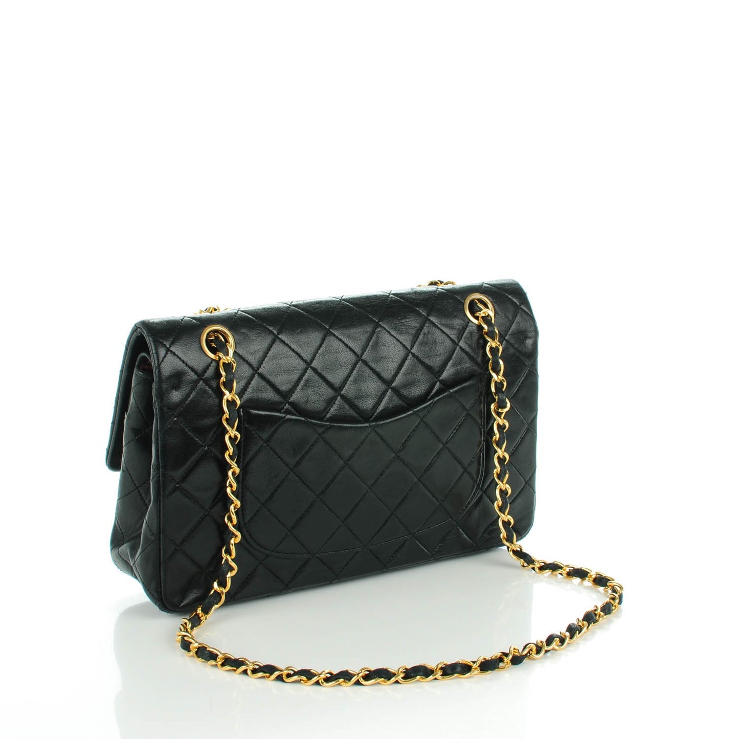 Lambskin Quilted Medium Double Flap Black