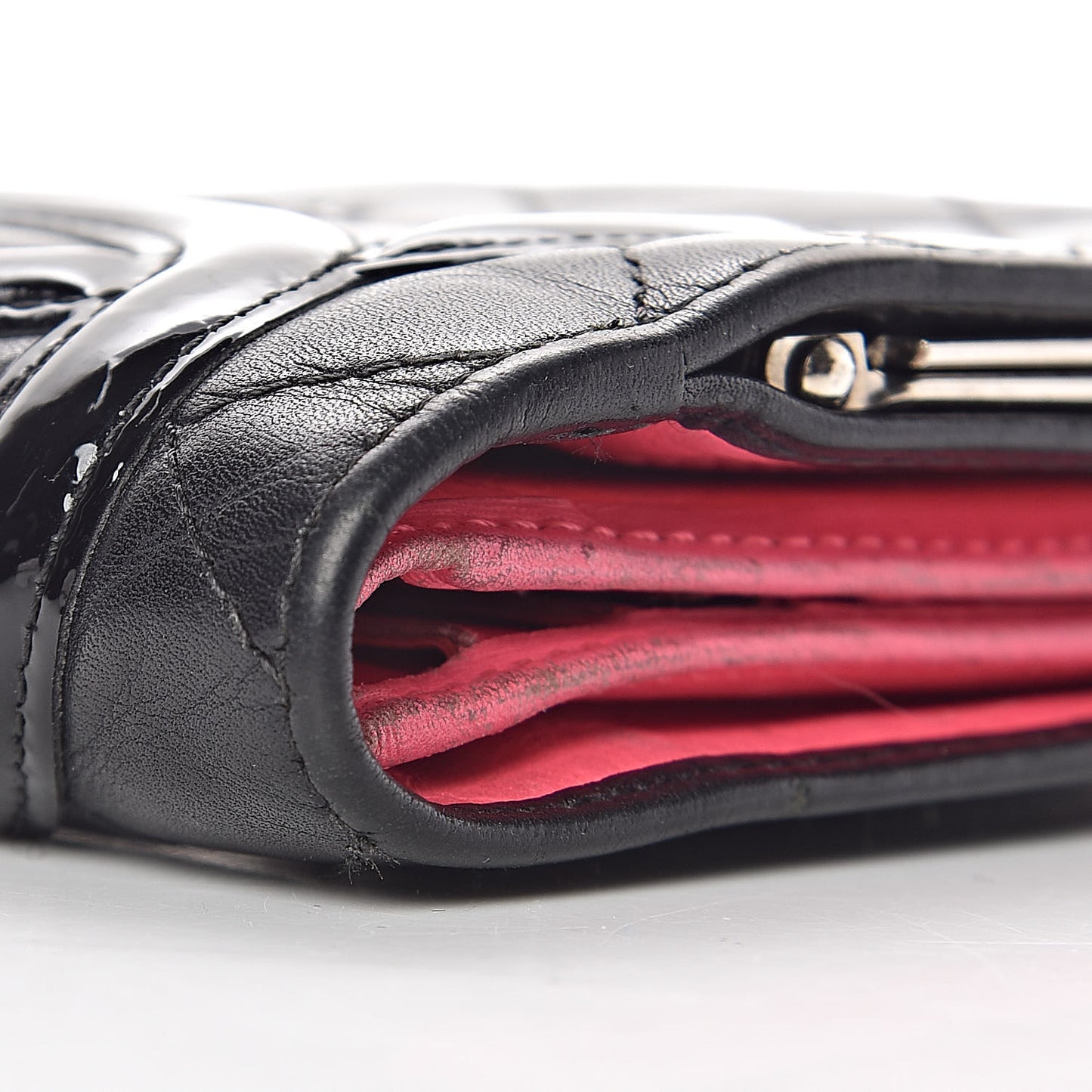 Calfskin Quilted Cambon Bi-Fold Wallet Black