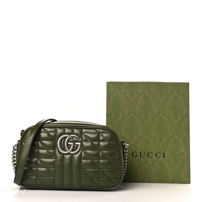 Gucci Calfskin Matelasse Aria Small GG Marmont Chain Shoulder Bag Military Wood 10 of 10