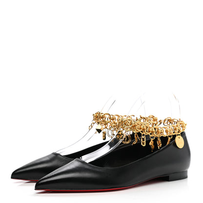 Christian Louboutin Kid Gourmi Ballerina Flats 39 Black Gold 3 of 8
