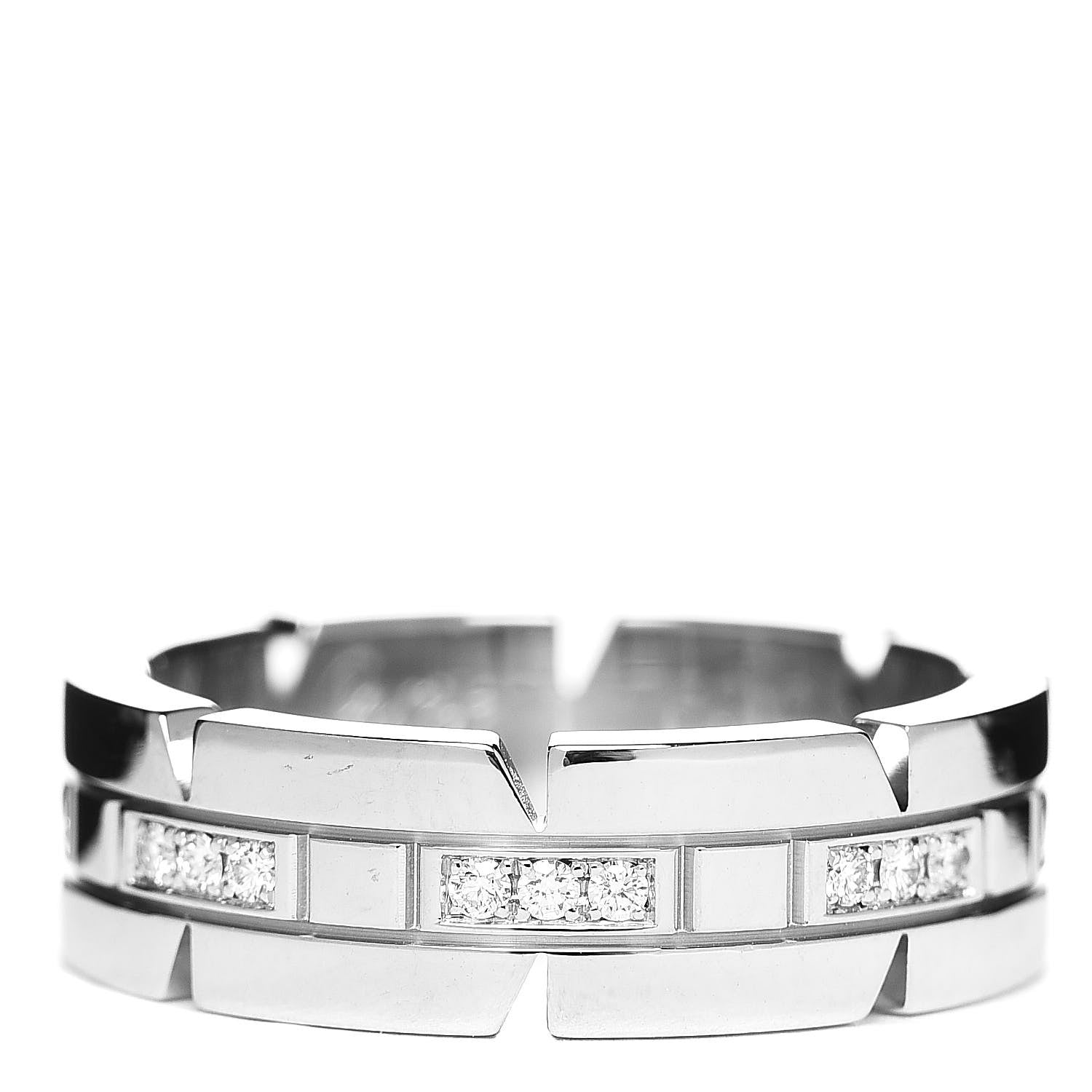 Cartier 18K White Gold Diamond 6mm Tank Francaise Band Ring 52 6 1 of 4
