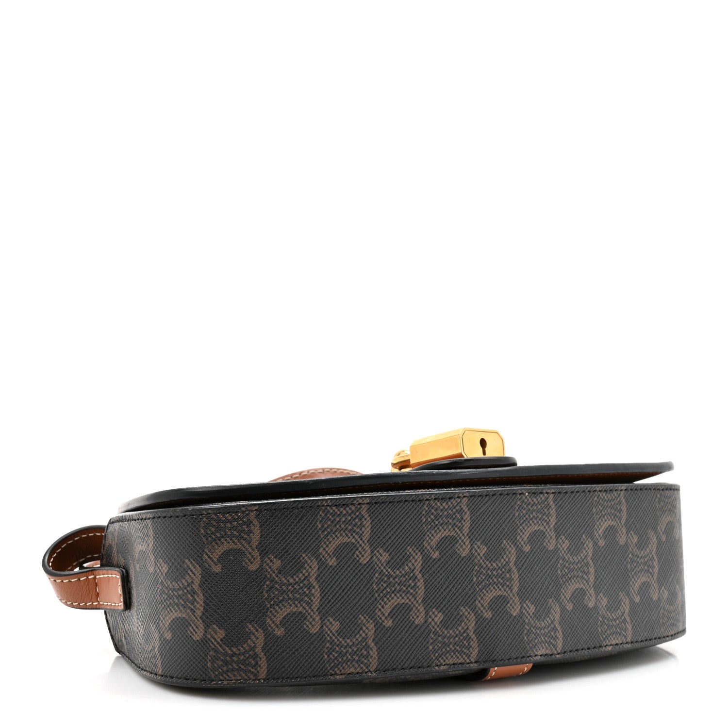 Celine Triomphe Canvas Calfskin Tabou Clutch on Strap Tan 4 of 11