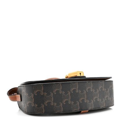 Celine Triomphe Canvas Calfskin Tabou Clutch on Strap Tan 4 of 11