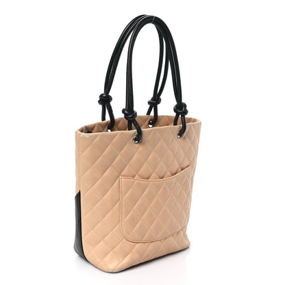 Chanel Calfskin Quilted Medium Cambon Tote Beige Black 3 of 14