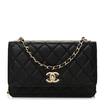 Chanel Lambskin Quilted Trendy CC Wallet On Chain WOC Black 1 of 12