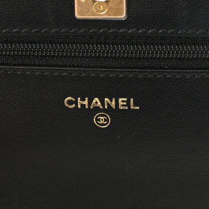 Chanel Lambskin Quilted CC Pearl Crush Wallet on Chain WOC Black 6 of 11