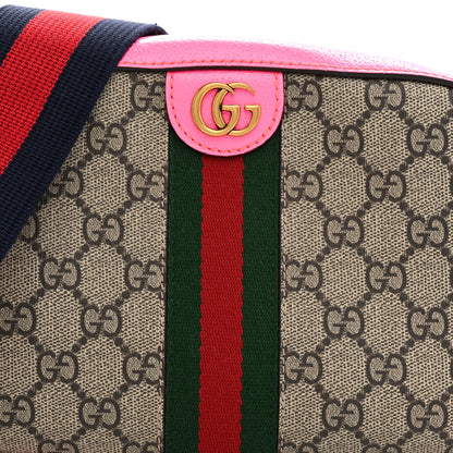 Gucci GG Supreme Monogram Textured Dollar Calfskin Web Ophidia Small Crossbody Bag Beige Ebony Fuchsia 8 of 10