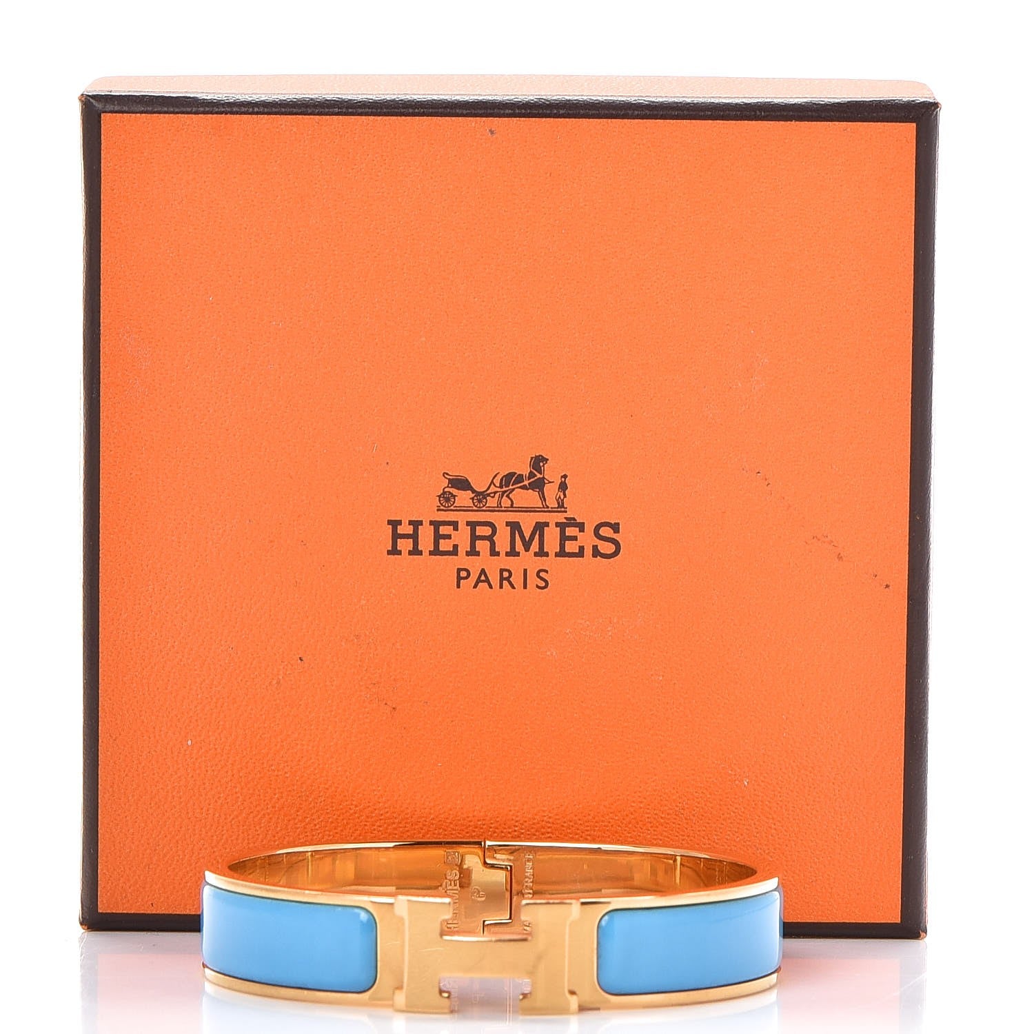 Hermes Enamel Narrow Clic Clac H Bracelet PM Bleu Azure 6 of 6
