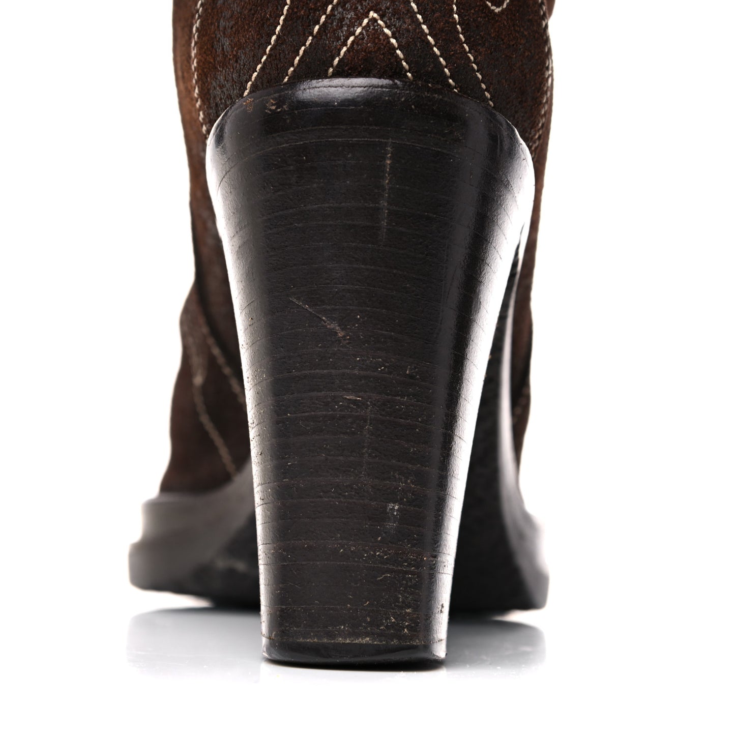 Suede Cowboy Knee High Tall Boots 36.5 Brown