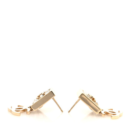 Chanel Baguette Crystal CC Drop Earrings Gold 3 of 5