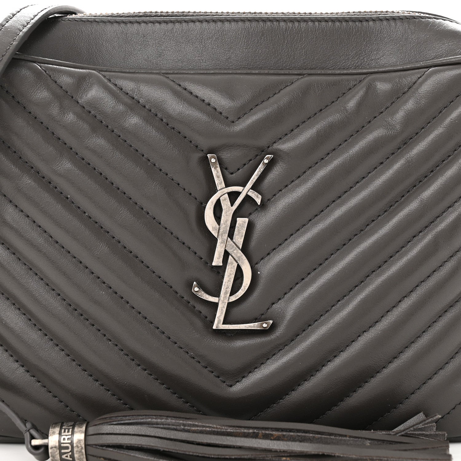 Saint Laurent Calfskin Matelasse Monogram Lou Camera Bag Storm 8 of 17