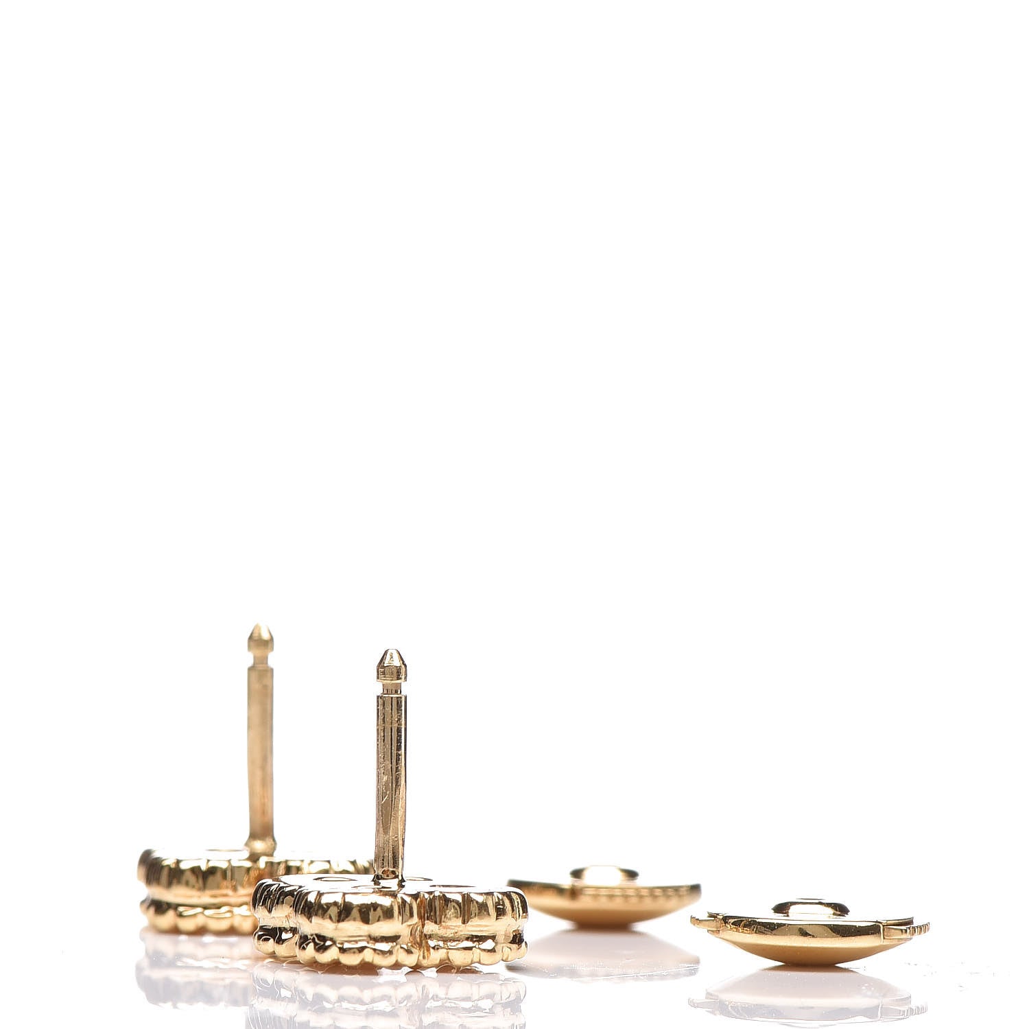 Van Cleef & Arpels 18K Yellow Gold Mother of Pearl Sweet Alhambra Earrings 3 of 5