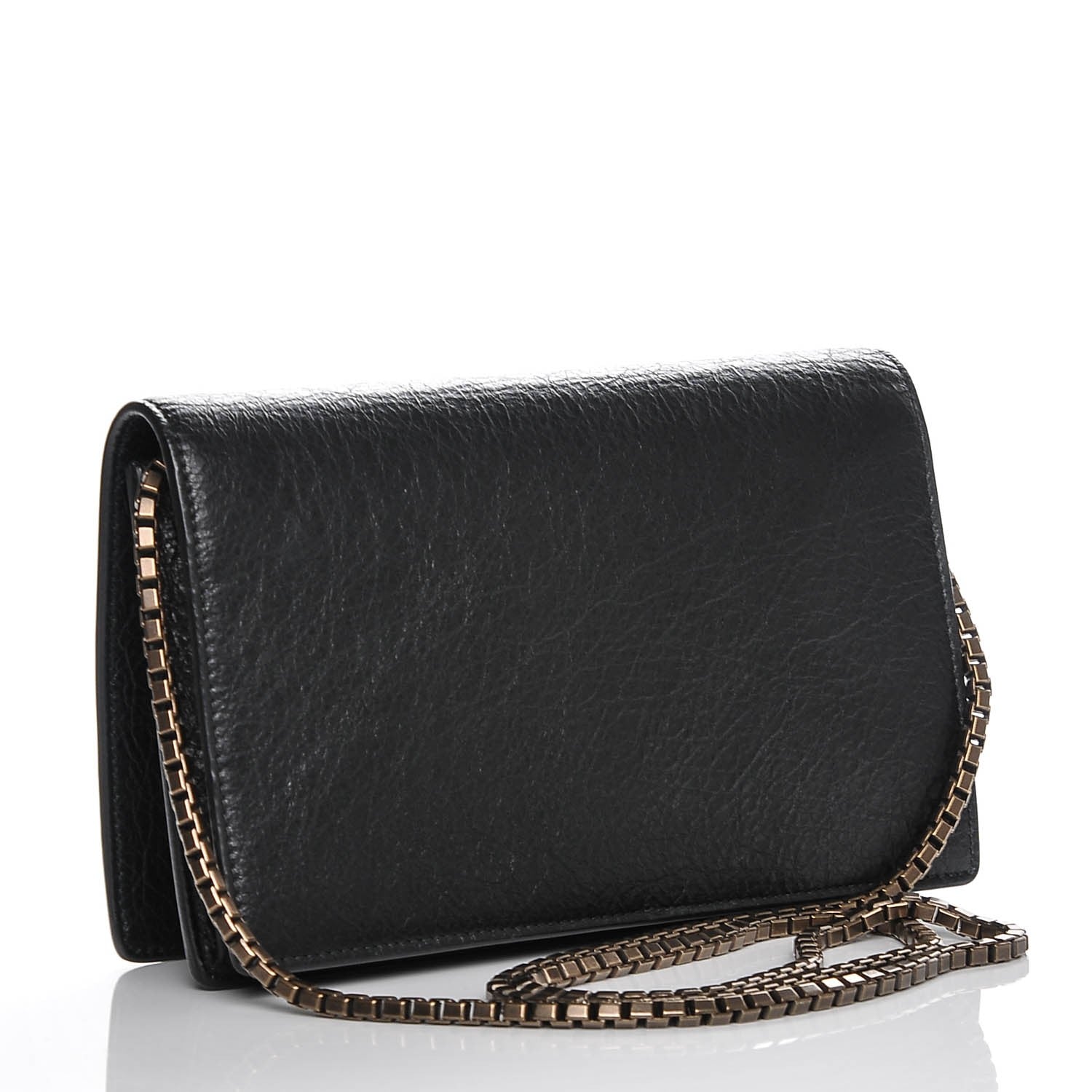 Balenciaga Agneau Giant Brass Wallet On Chain Black 3 of 6