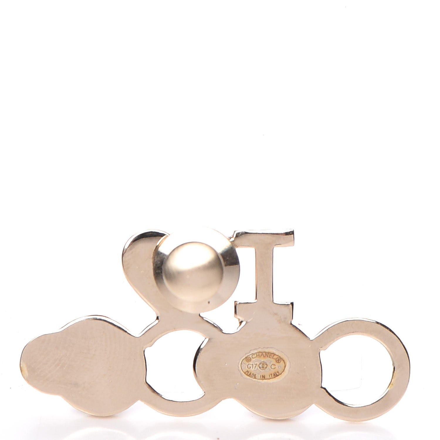Chanel Metal Resin Pearl I Love Coco Brooch Gold Brown Pink 3 of 5
