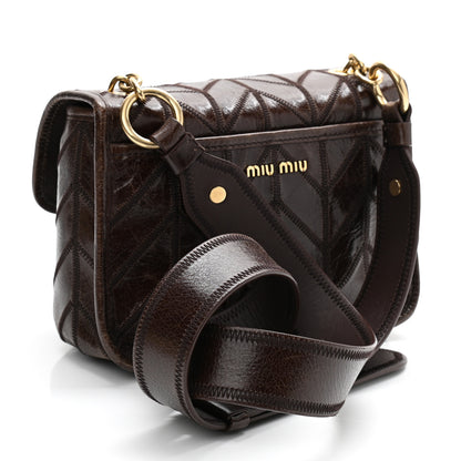 Miu Miu Nappa Chevron Patchwork Flap Brown 6 of 19