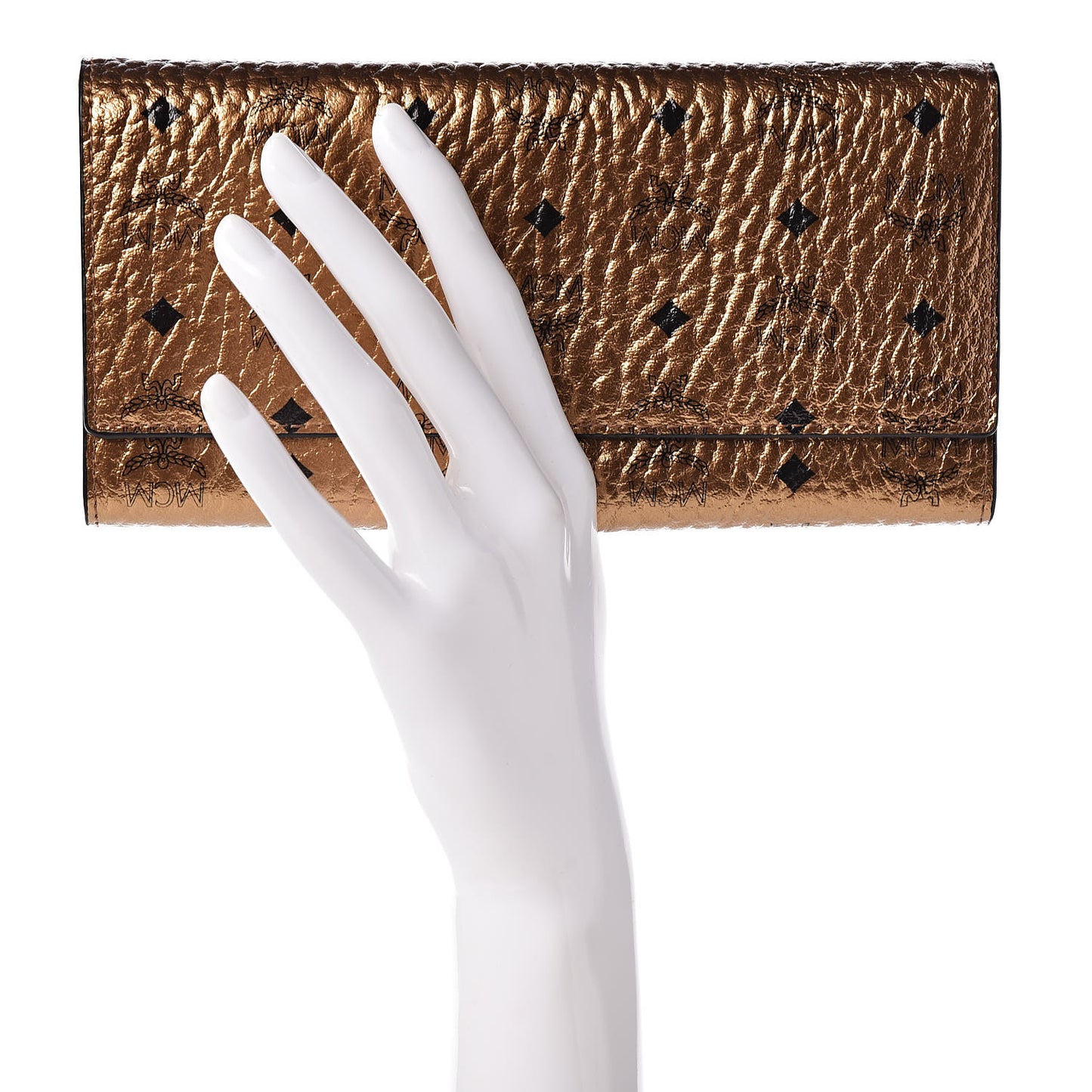 Metallic Visetos Continental Flap Wallet Gold