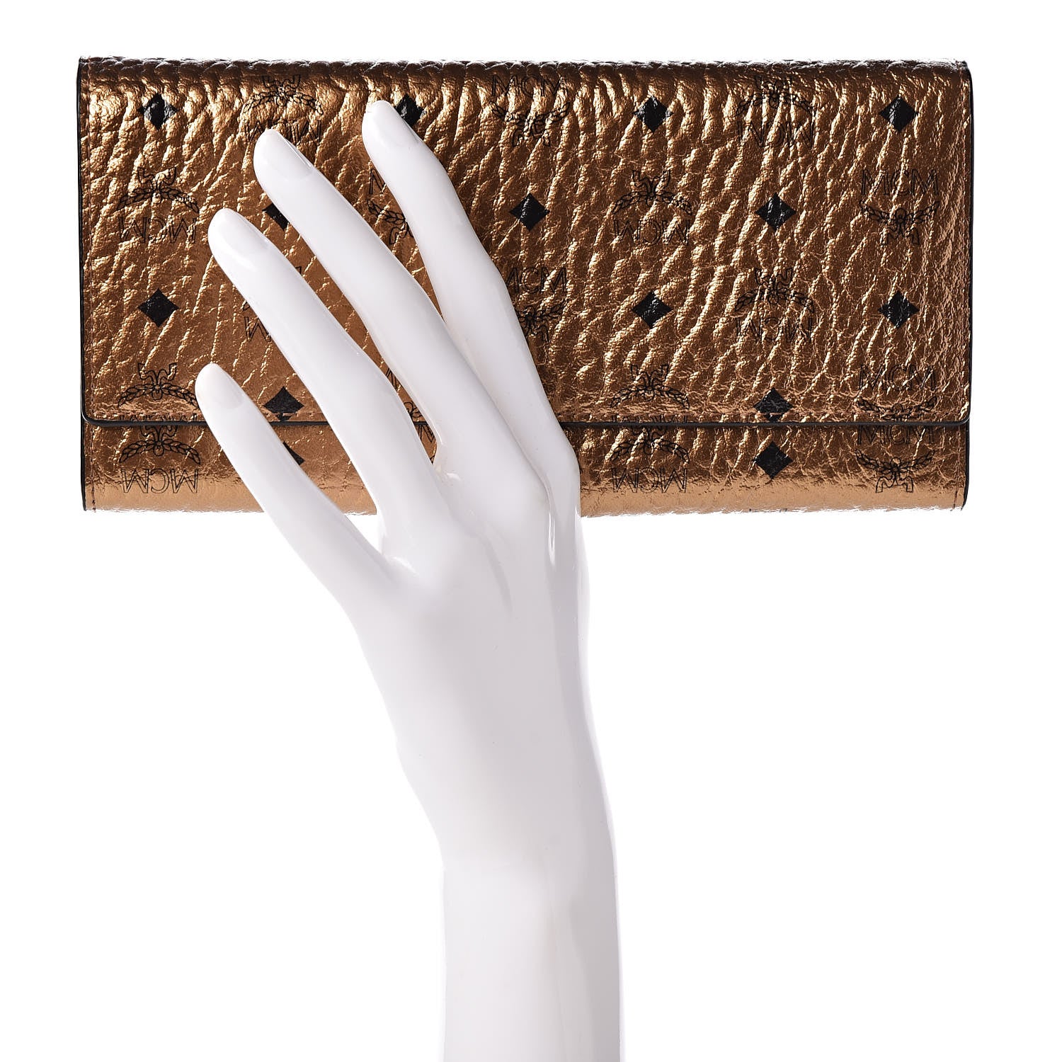 MCM Metallic Visetos Continental Flap Wallet Gold 2 of 7