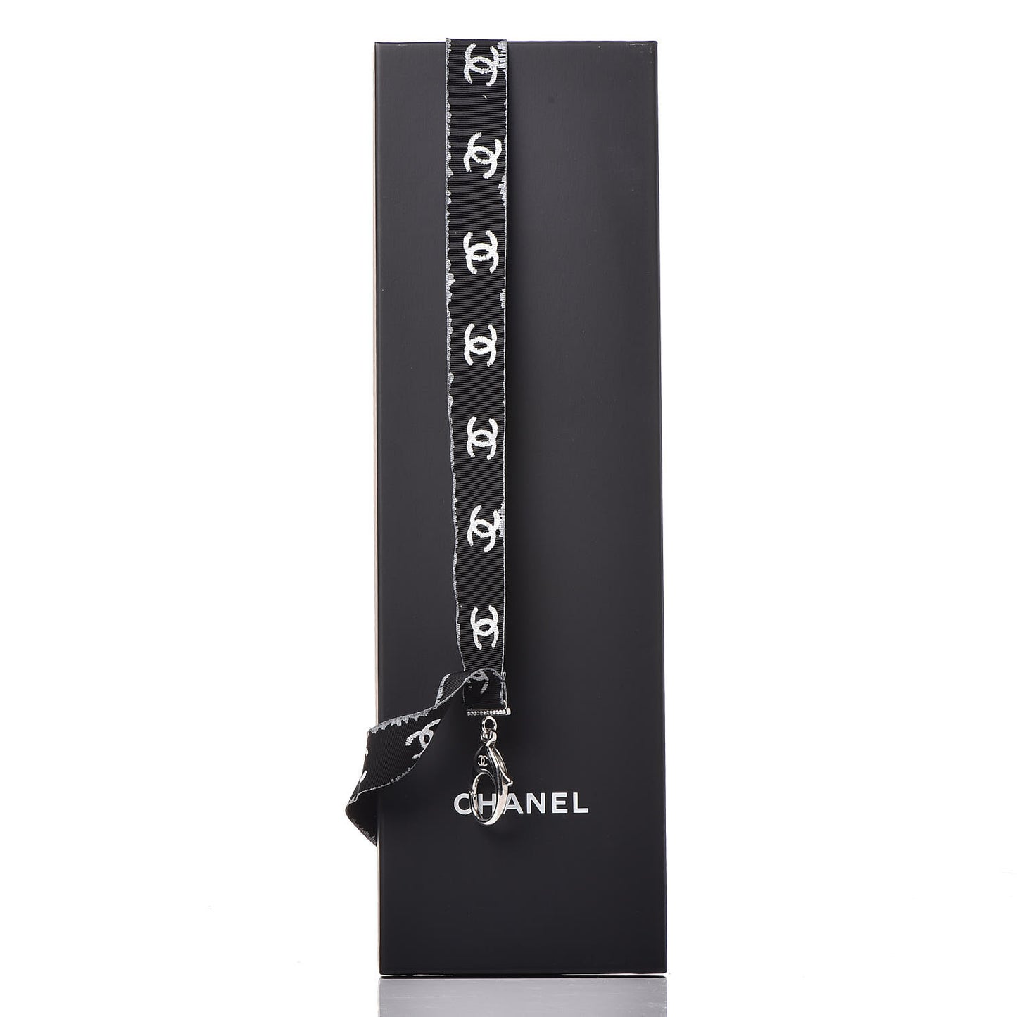 Crystal CC Lanyard Necklace Black Silver
