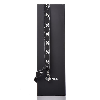 Chanel Crystal CC Lanyard Necklace Black Silver 6 of 6
