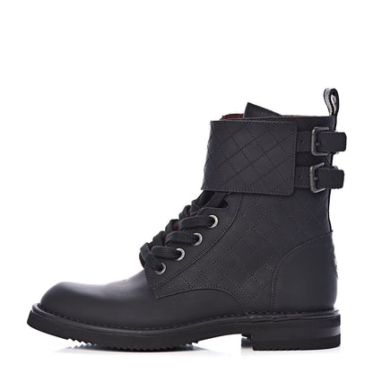 Chanel Gum Calfskin Quilted Combat Short Boots 39 Black 1 of 8