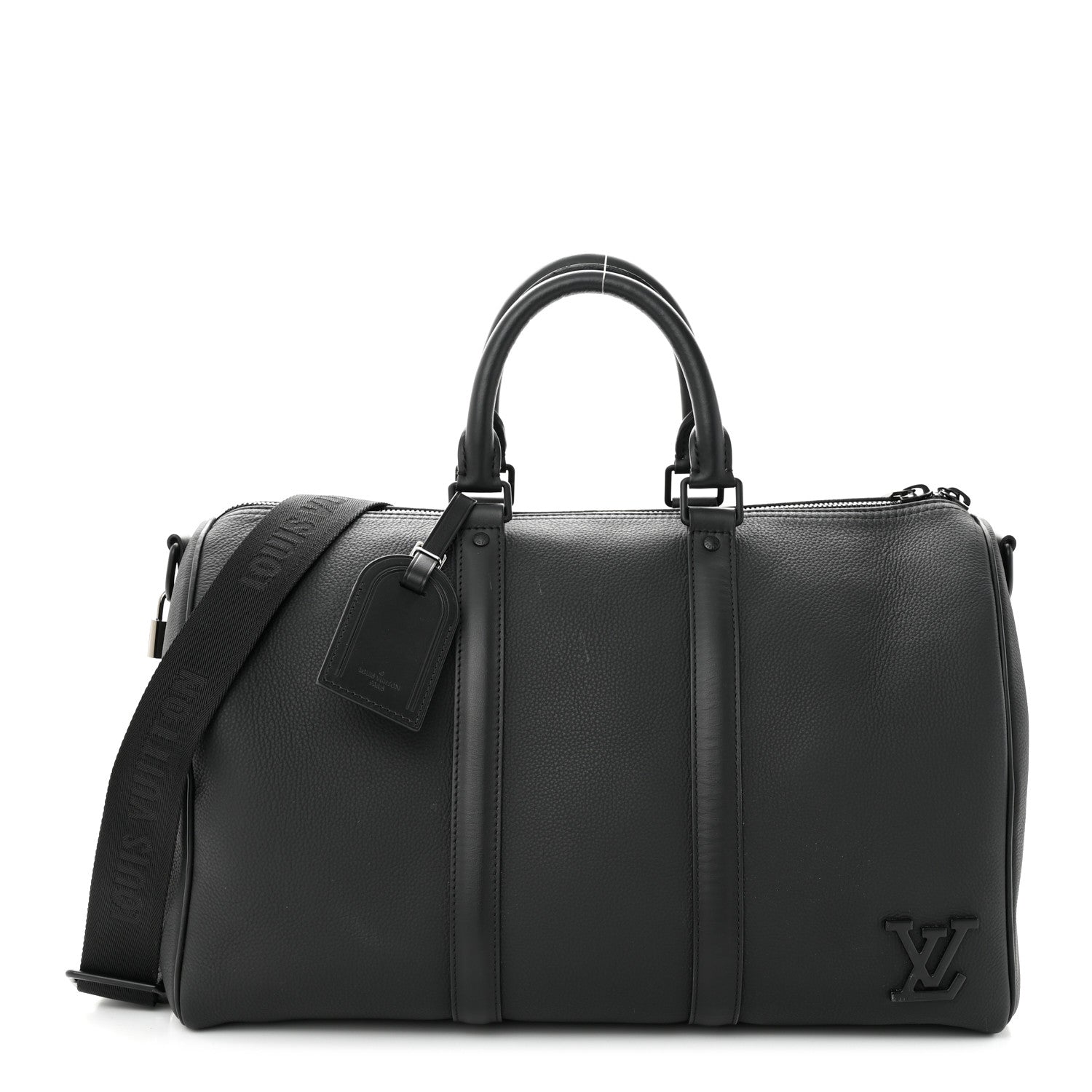 Louis Vuitton Grained Calfskin Aerogram Keepall Bandouliere 40 Black 1 of 16