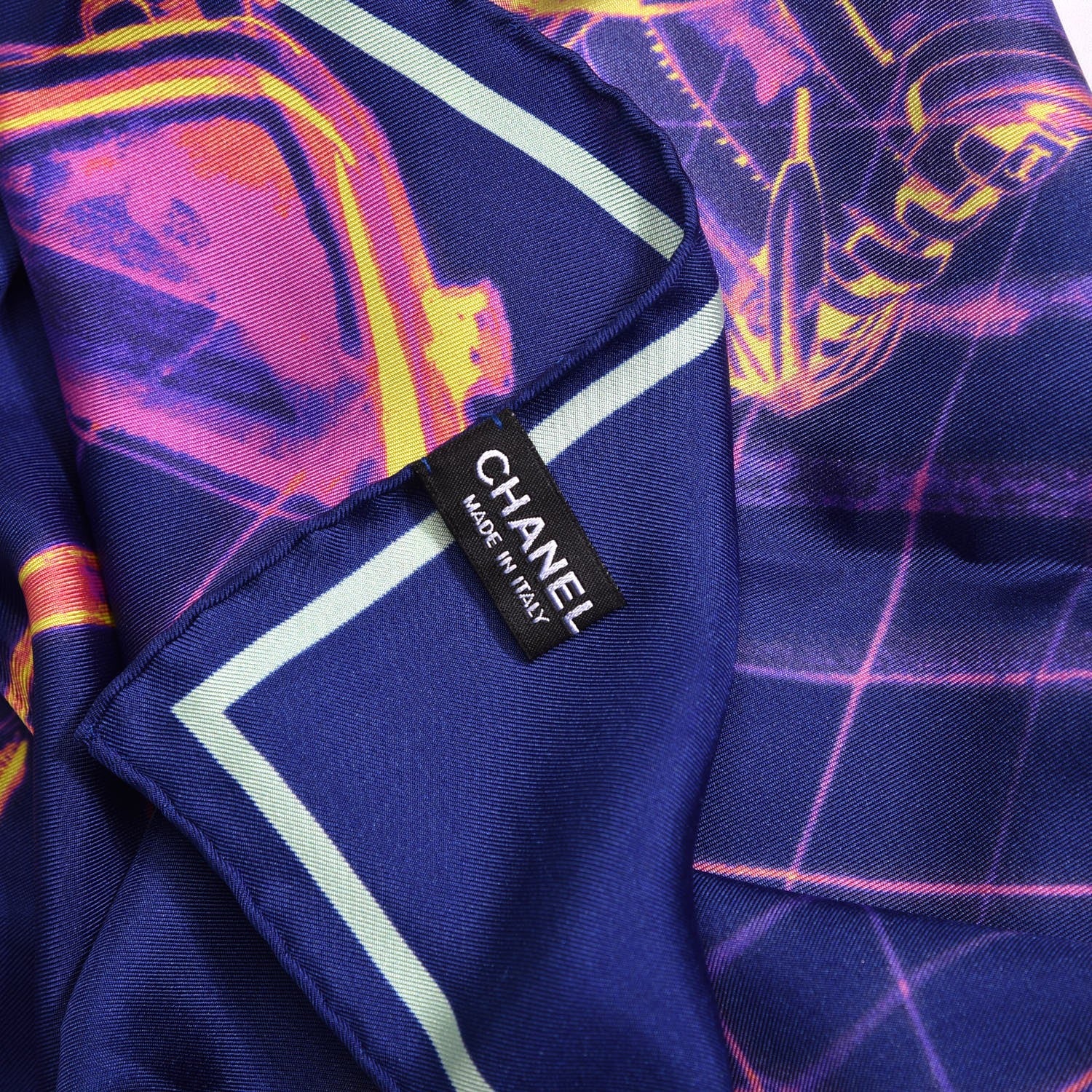Chanel Silk X Ray Scarf Navy Blue 4 of 5