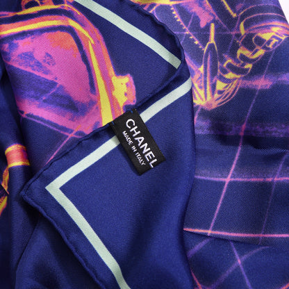 Chanel Silk X Ray Scarf Navy Blue 4 of 5