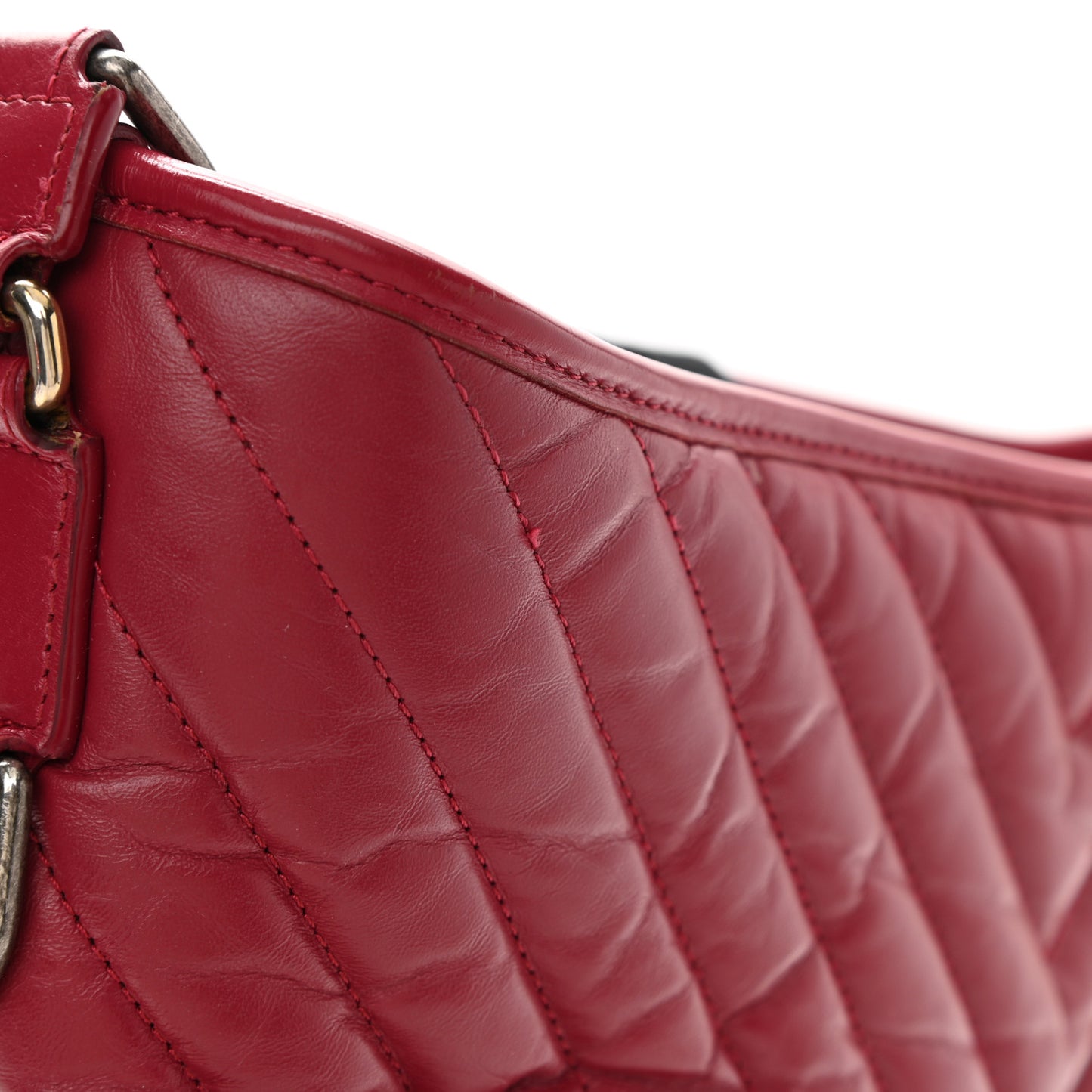 Aged Calfskin Chevron Quilted Medium Gabrielle Hobo Dark Fuchsia