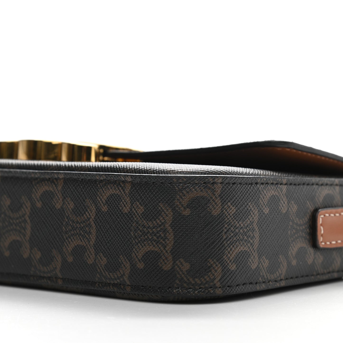 Canvas Calfskin Triomphe Shoulder Bag Tan