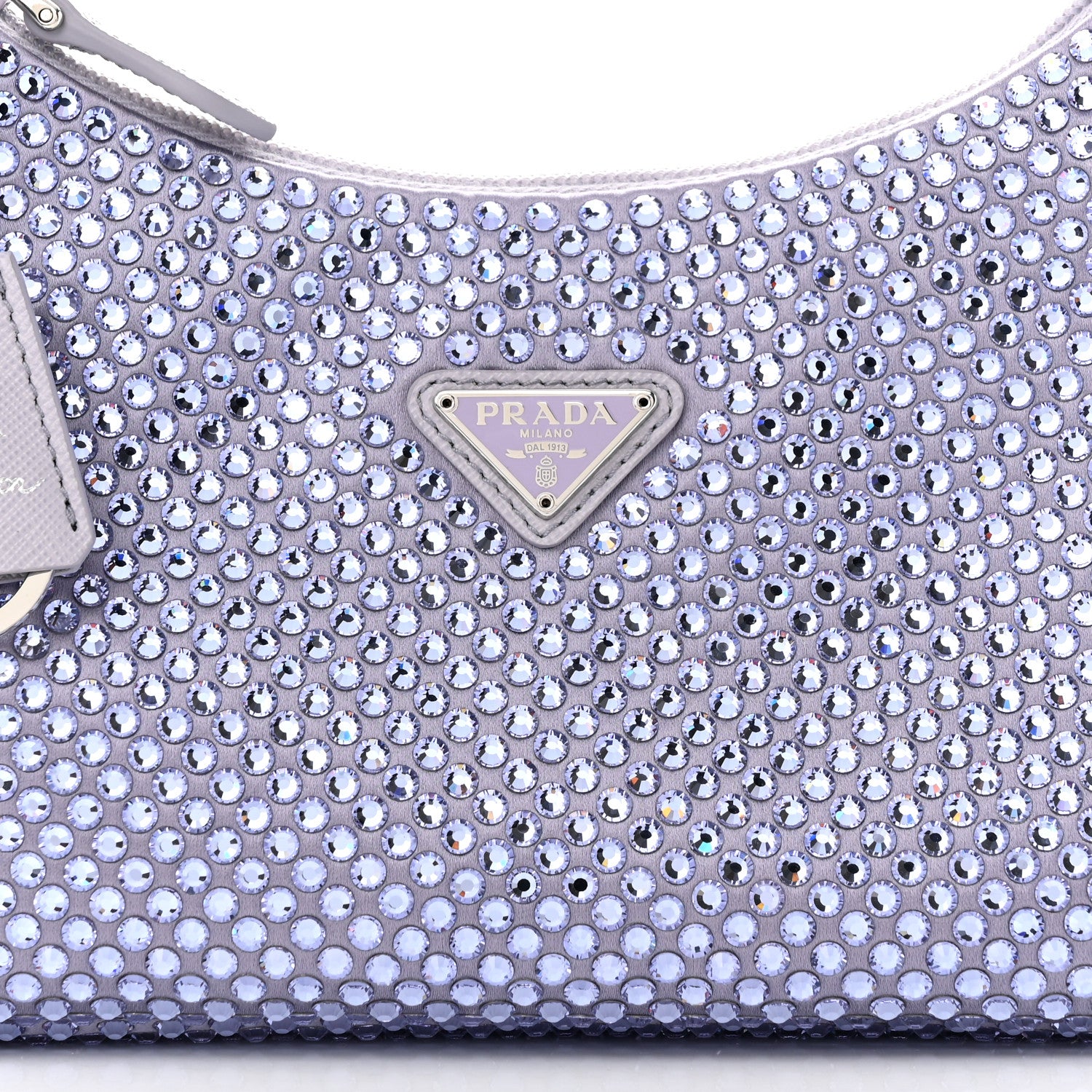 Prada Satin Crystal Mini Re-Edition 2000 Bag Glicine 8 of 10