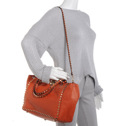 Valentino Garavani Vitello Medium Rockstud Tote English Red 2 of 9