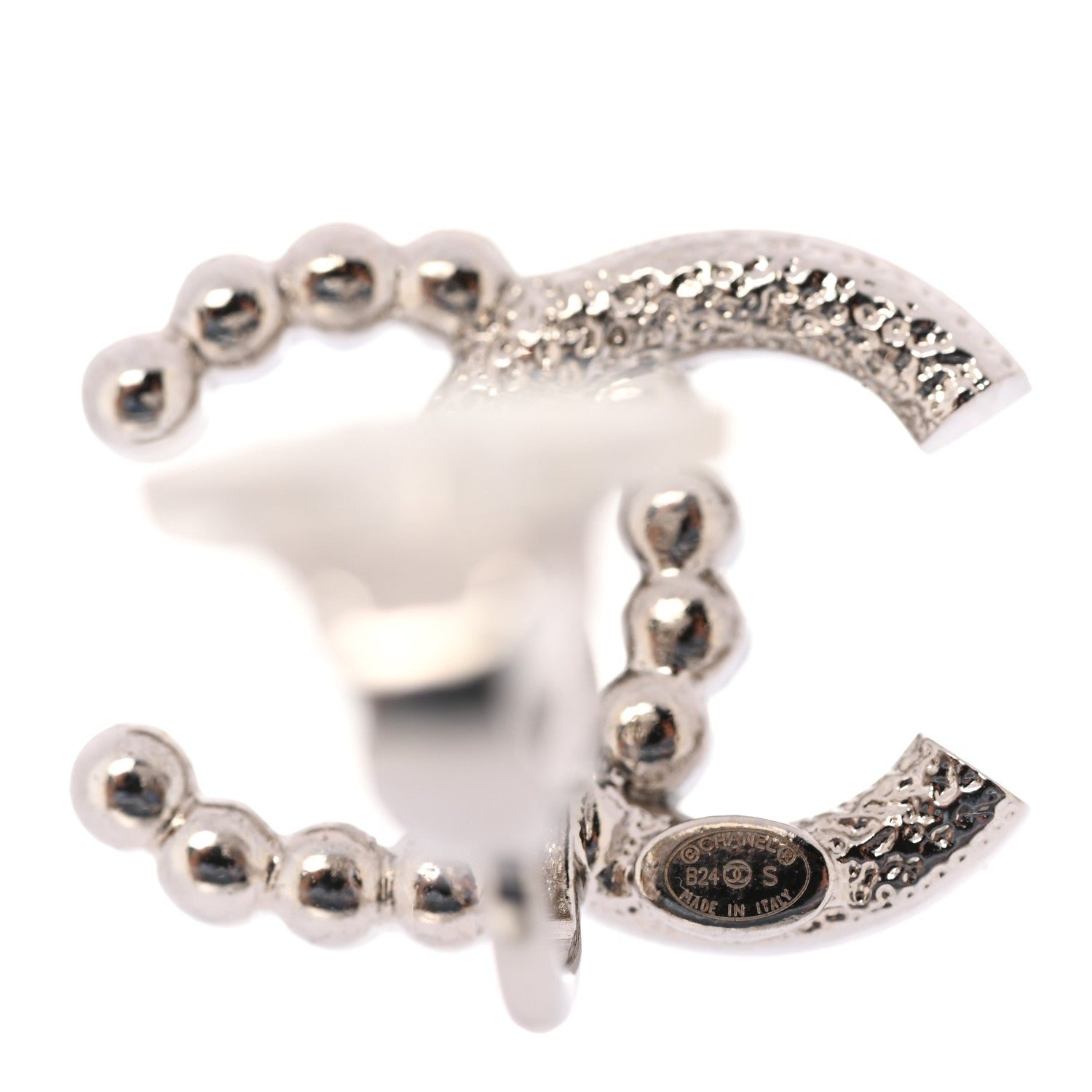 Chanel Crystal Pearl CC Clip On Earrings Silver 4 of 5