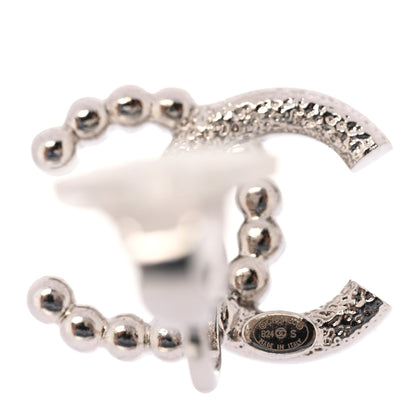 Chanel Crystal Pearl CC Clip On Earrings Silver 4 of 5