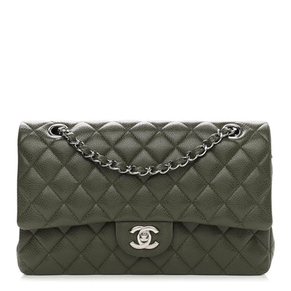 Chanel Caviar Quilted Medium Double Flap Dark Green 1 of 9