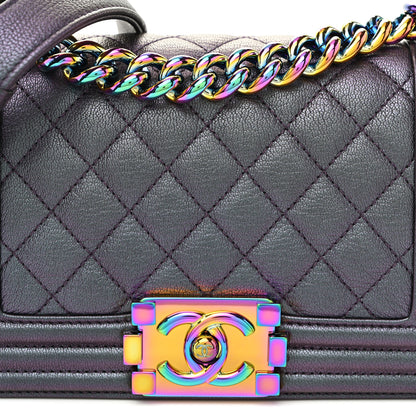 Chanel Iridescent Goatskin Quilted Small Boy Flap Purple 8 of 10