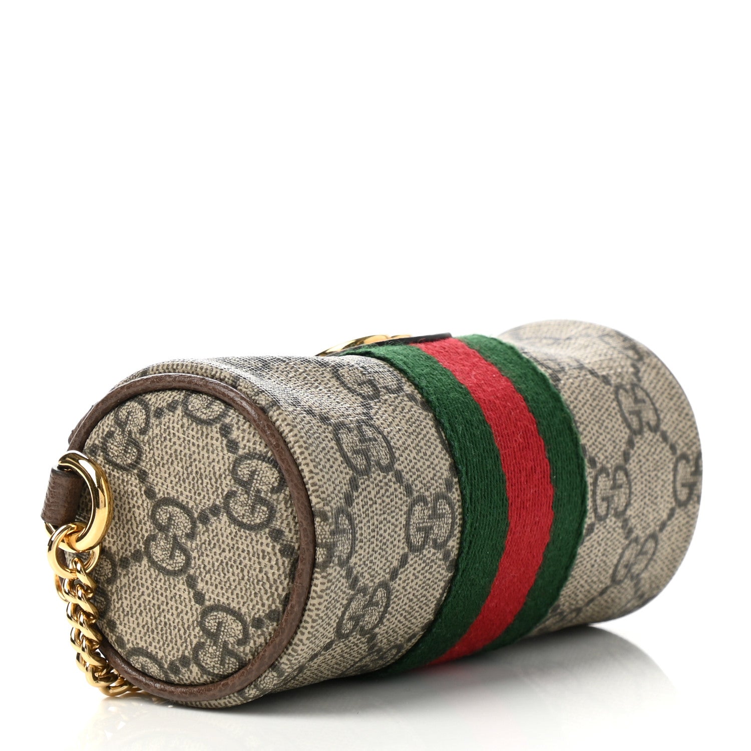 Gucci GG Supreme Monogram Web Ophidia Barrel Coin Purse Beige New Acero 4 of 8